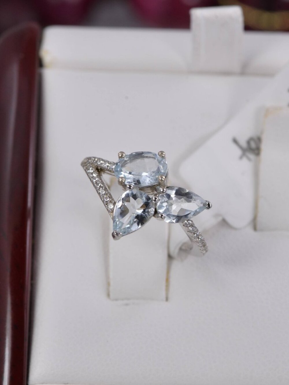 Natural Pear Oval Cut Aquamarine Ring in 925 Sterling Silver sz 6